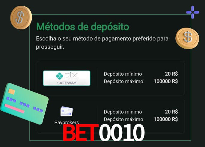 O cassino BET0010 oferece uma grande variedade de métodos de pagamento